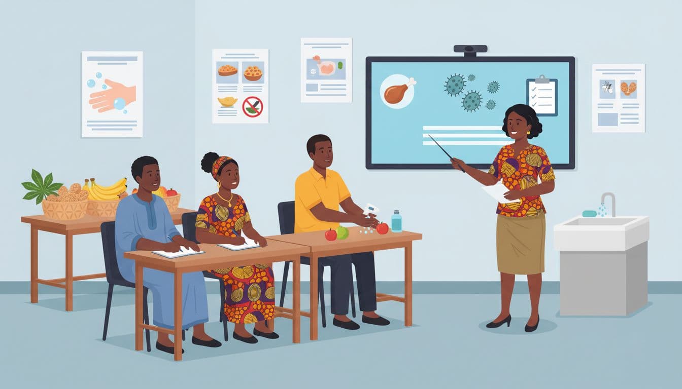 central-african-republic-food-safety-training-workshop-6d131ecb Illustration of a food safety training workshop showing how capacity building improves food safety in Central African Republic through better practices and habits.